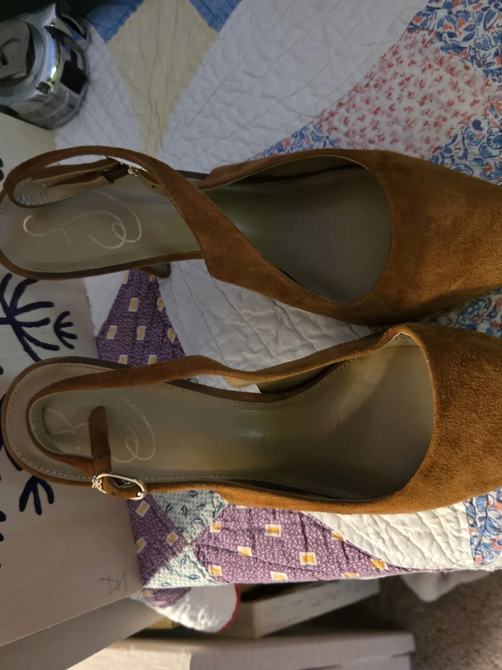 Women's Pointed-Toe Slingback Heels in Chestnut Brown Sam Eldeman 8.5 Gently Use